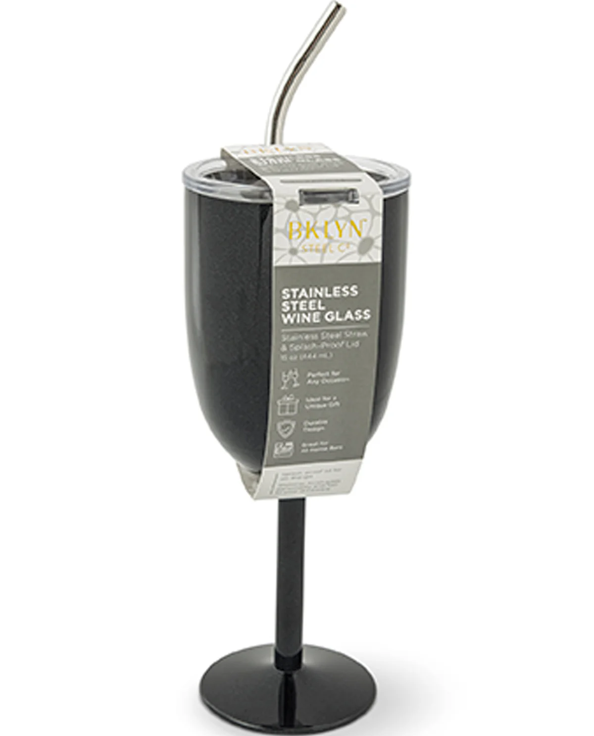 15oz Stainless Steel Wine Tumbler With Straw - Image 2