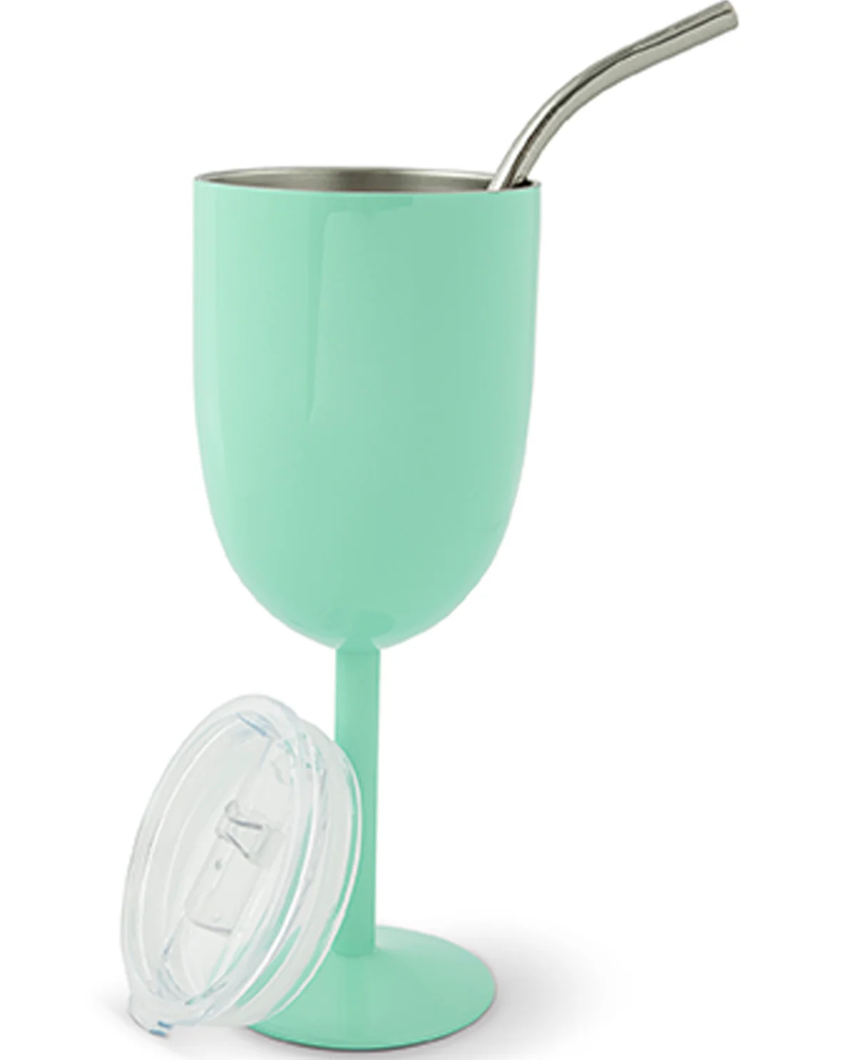 15oz Stainless Steel Wine With Straw - Green Breeze - Image 2