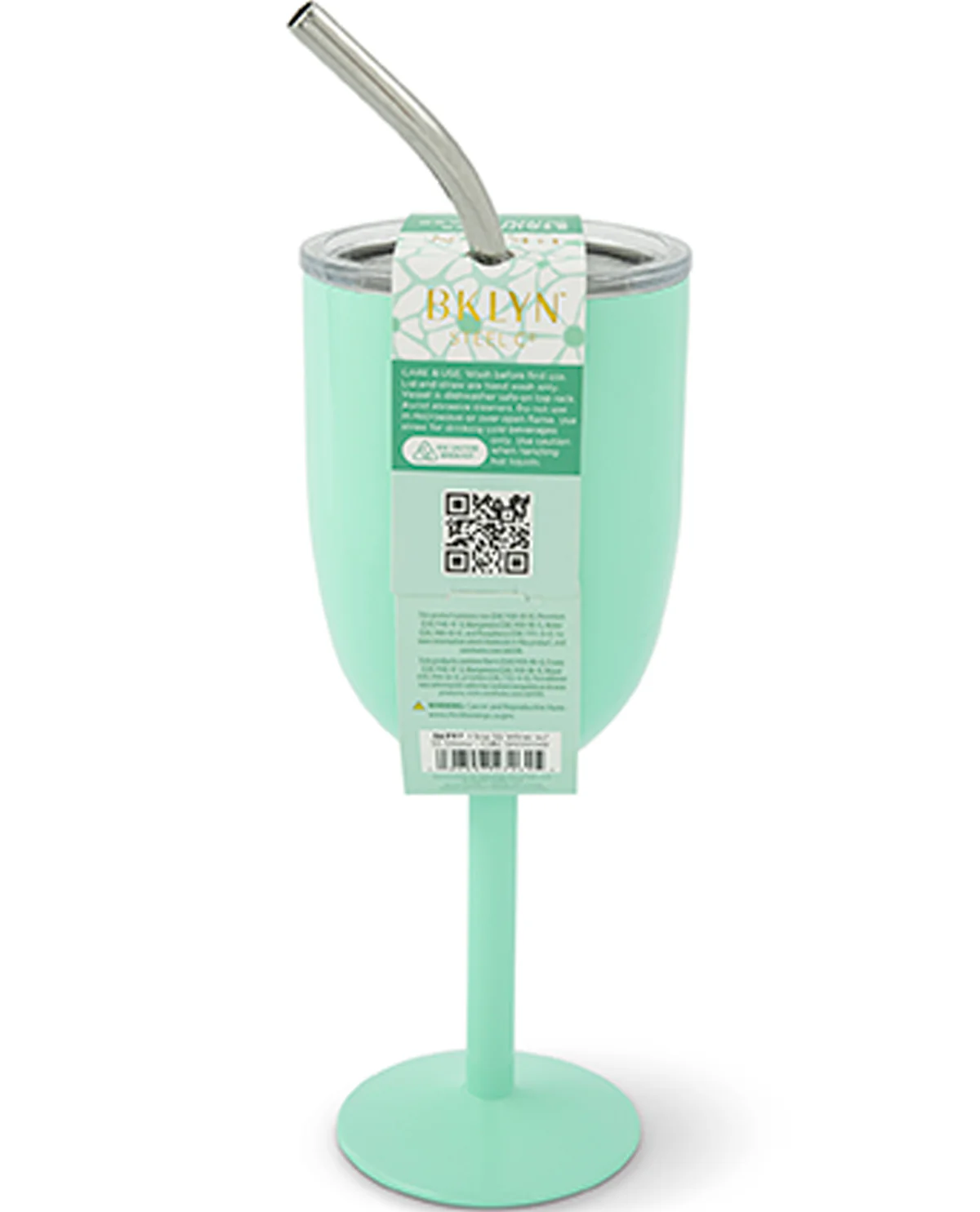 15oz Stainless Steel Wine With Straw - Green Breeze - Image 4