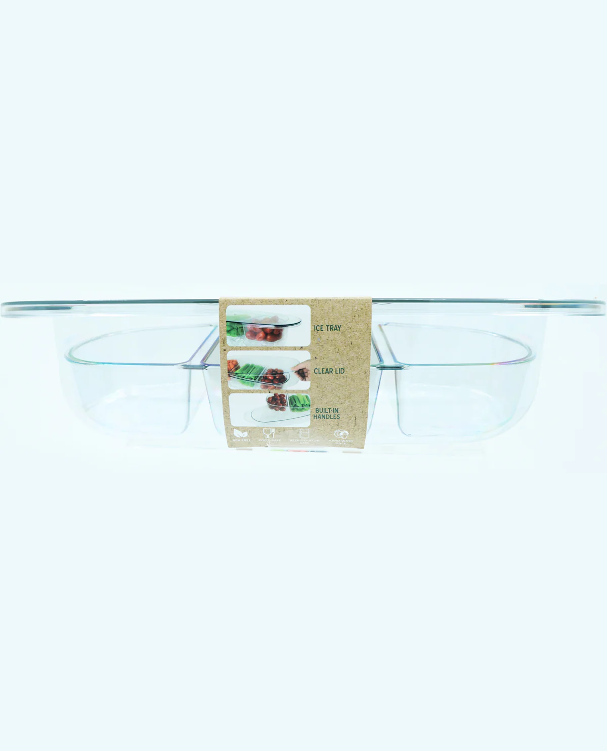 Oval 3-Section Store & Serve Container with Removable Lid - Image 2