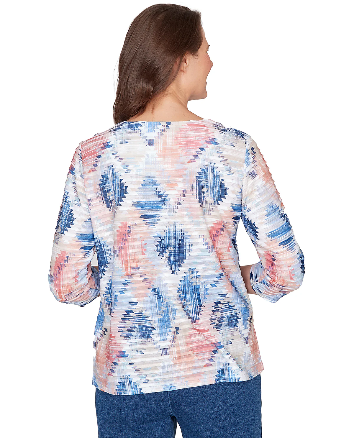 Alfred Dunner Missy Austin Aztec Diamond Knit Top - Image 2