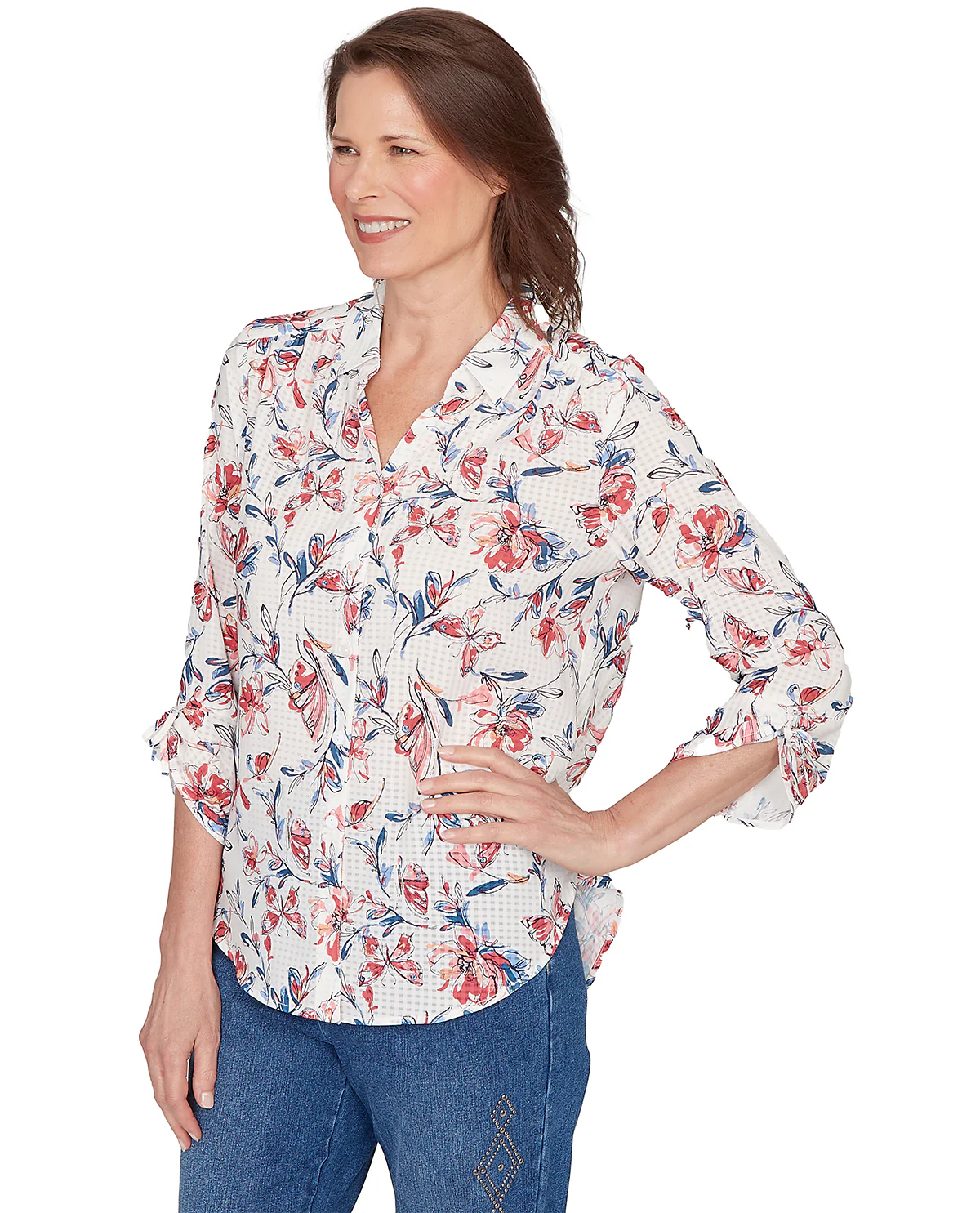Alfred Dunner Missy Austin Etch Floral Butterfly Top - Image 3