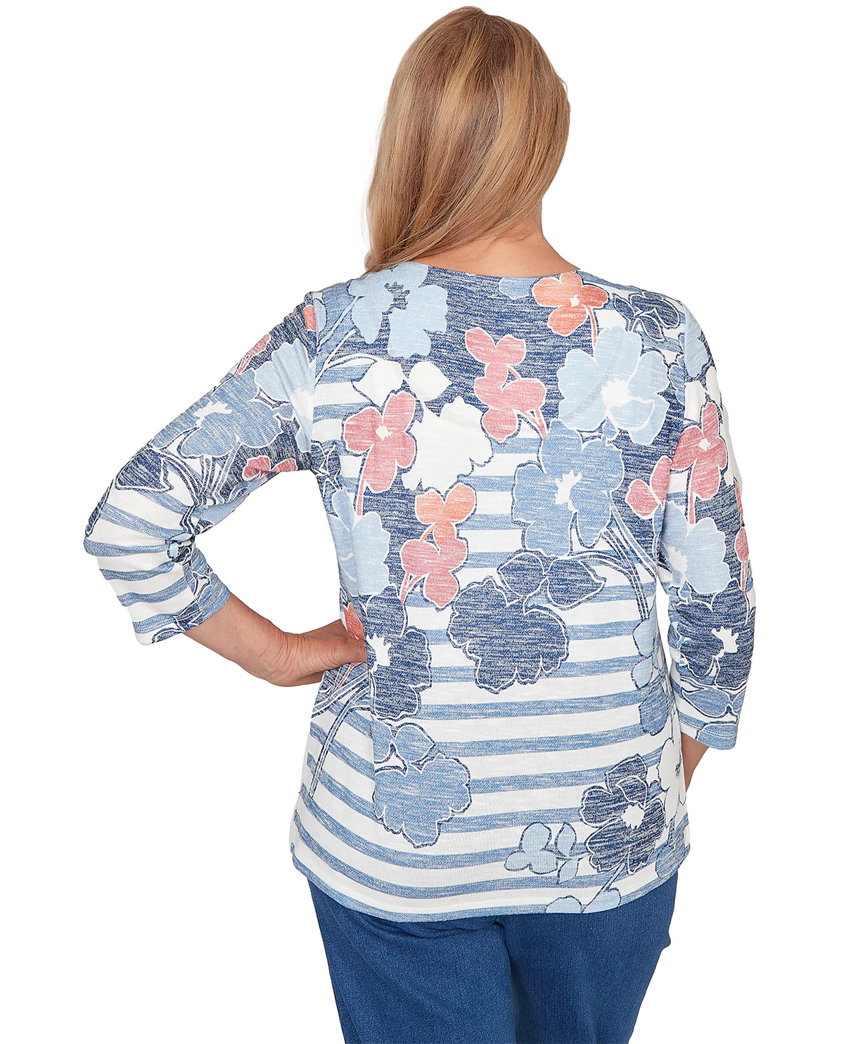 Alfred Dunner Missy Austin Striped Floral Knit Top - Image 2