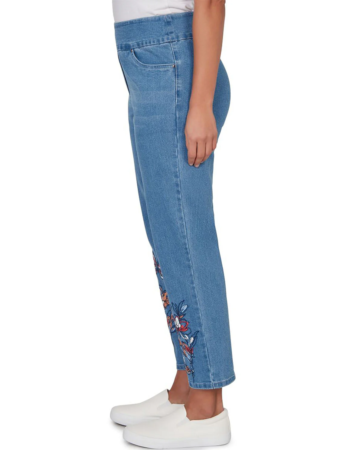 Alfred Dunner Austin Butterfly Floral Pant Lt Indigo - Image 4