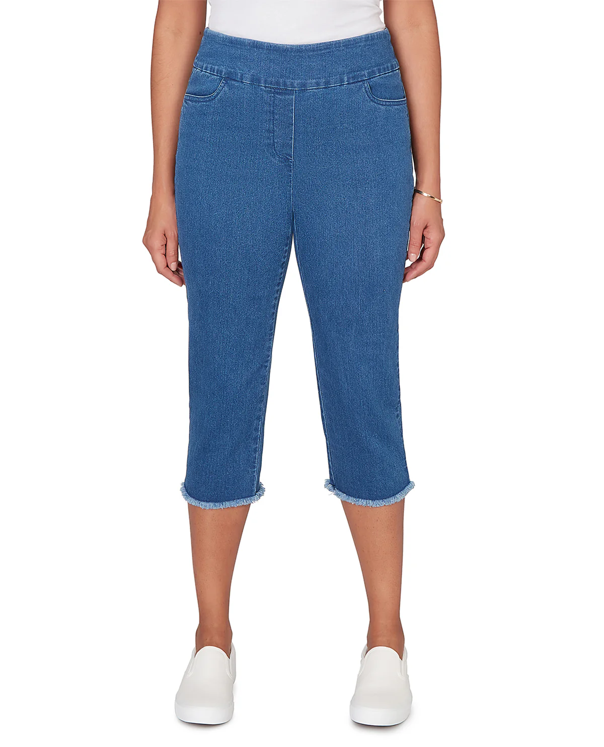 Alfred Dunner Pastel Story Denim Fringe Capri - Image 4