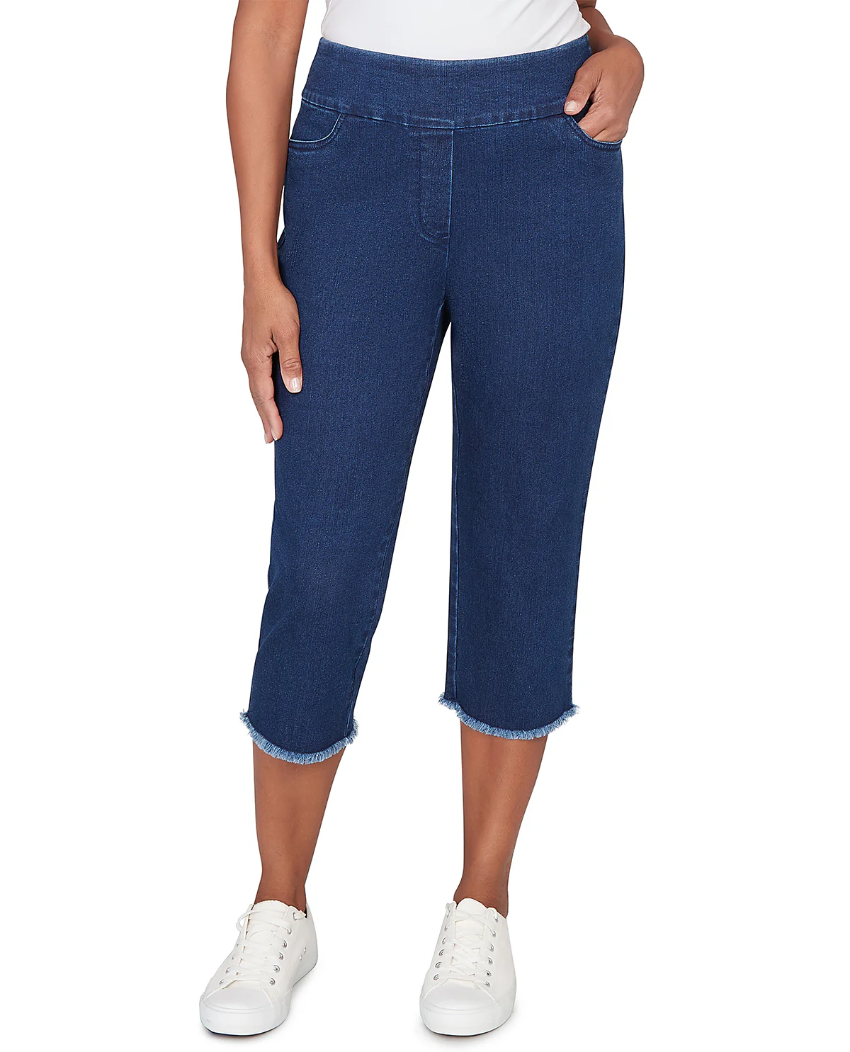 Alfred Dunner Pastel Story Denim Fringe Capri - Image 7