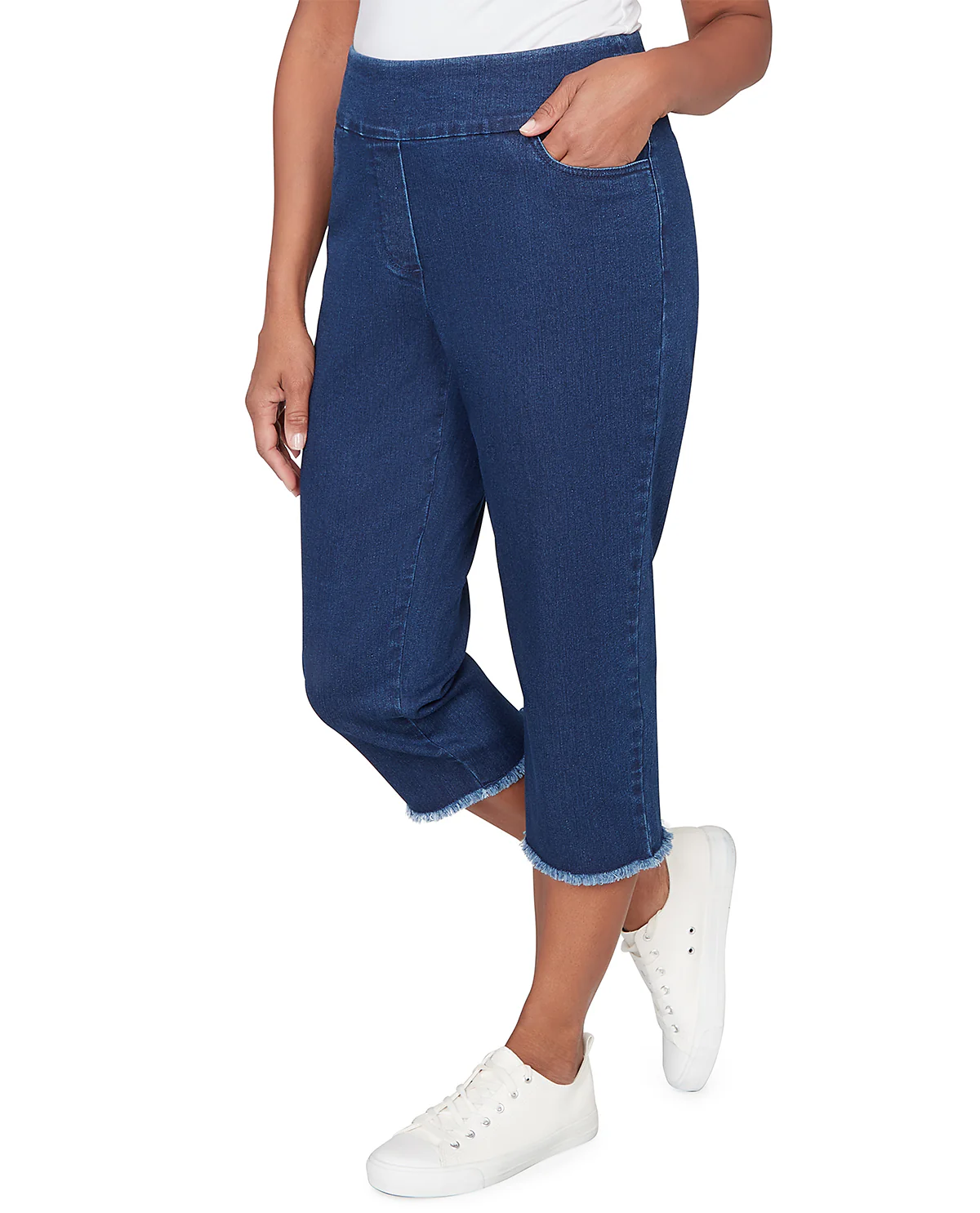 Alfred Dunner Pastel Story Denim Fringe Capri - Image 9