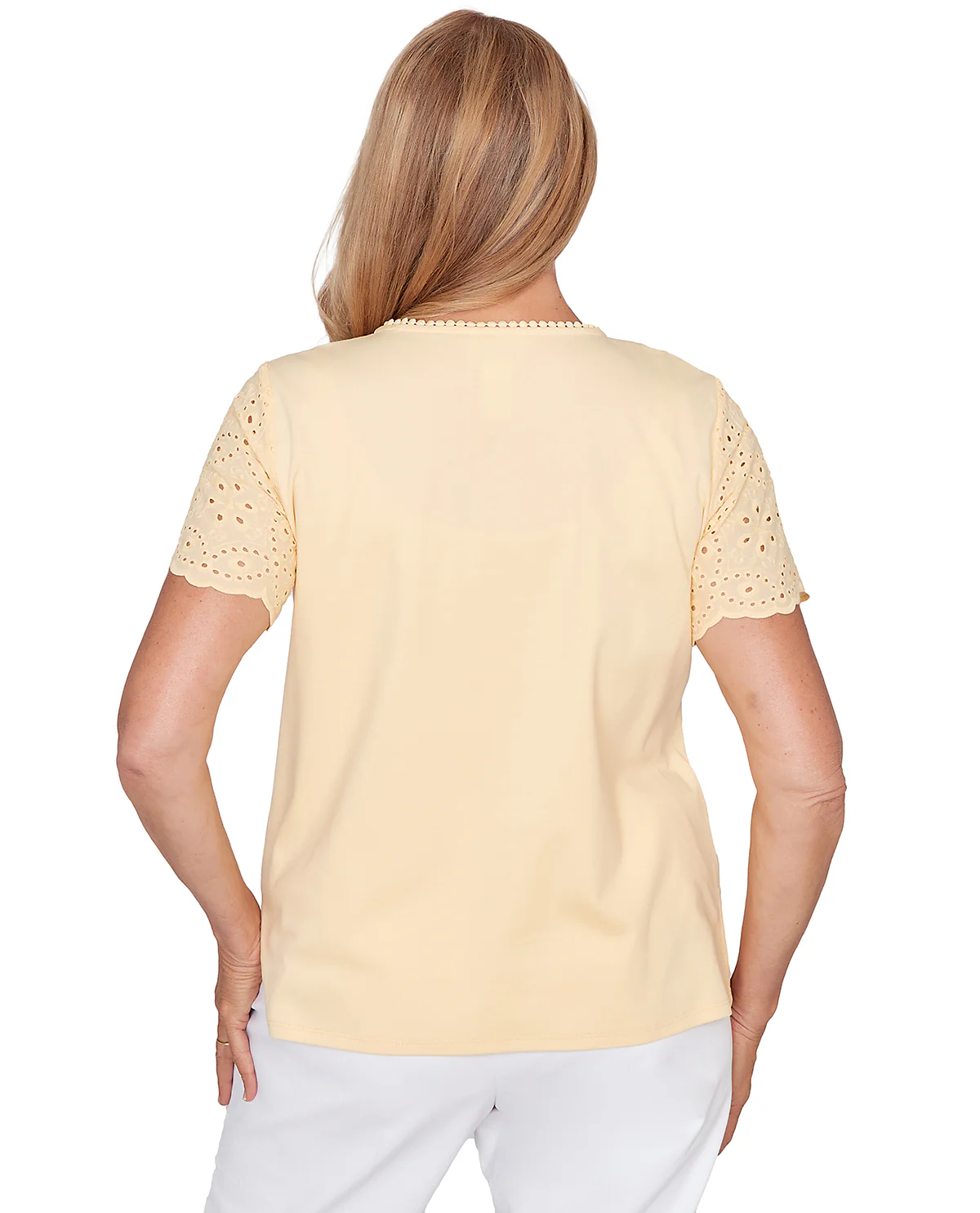 Alfred Dunner Missy Pastel Story Solid Eyelet Top - Image 3