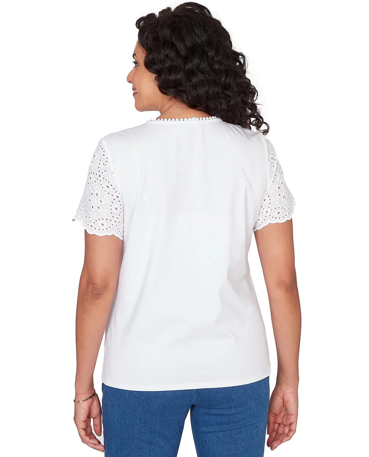 Alfred Dunner Missy Pastel Story Solid Eyelet Top - Image 4