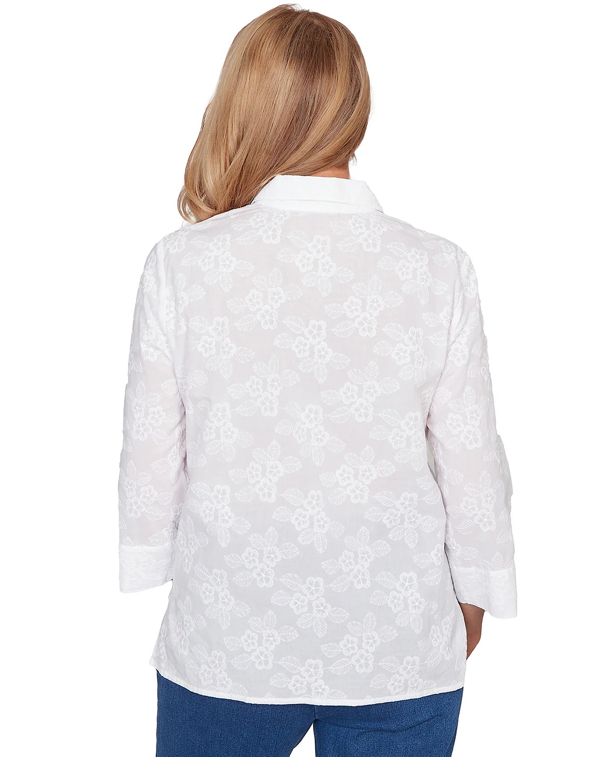 Alfred Dunner Missy Pastel Story Flower Embroidery Top White - Image 2