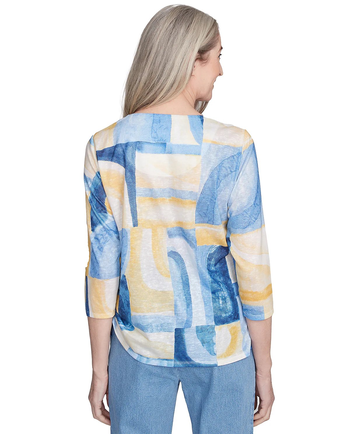 Alfred Dunner Missy Flower Power Watercolor Patchwork Top - Image 2