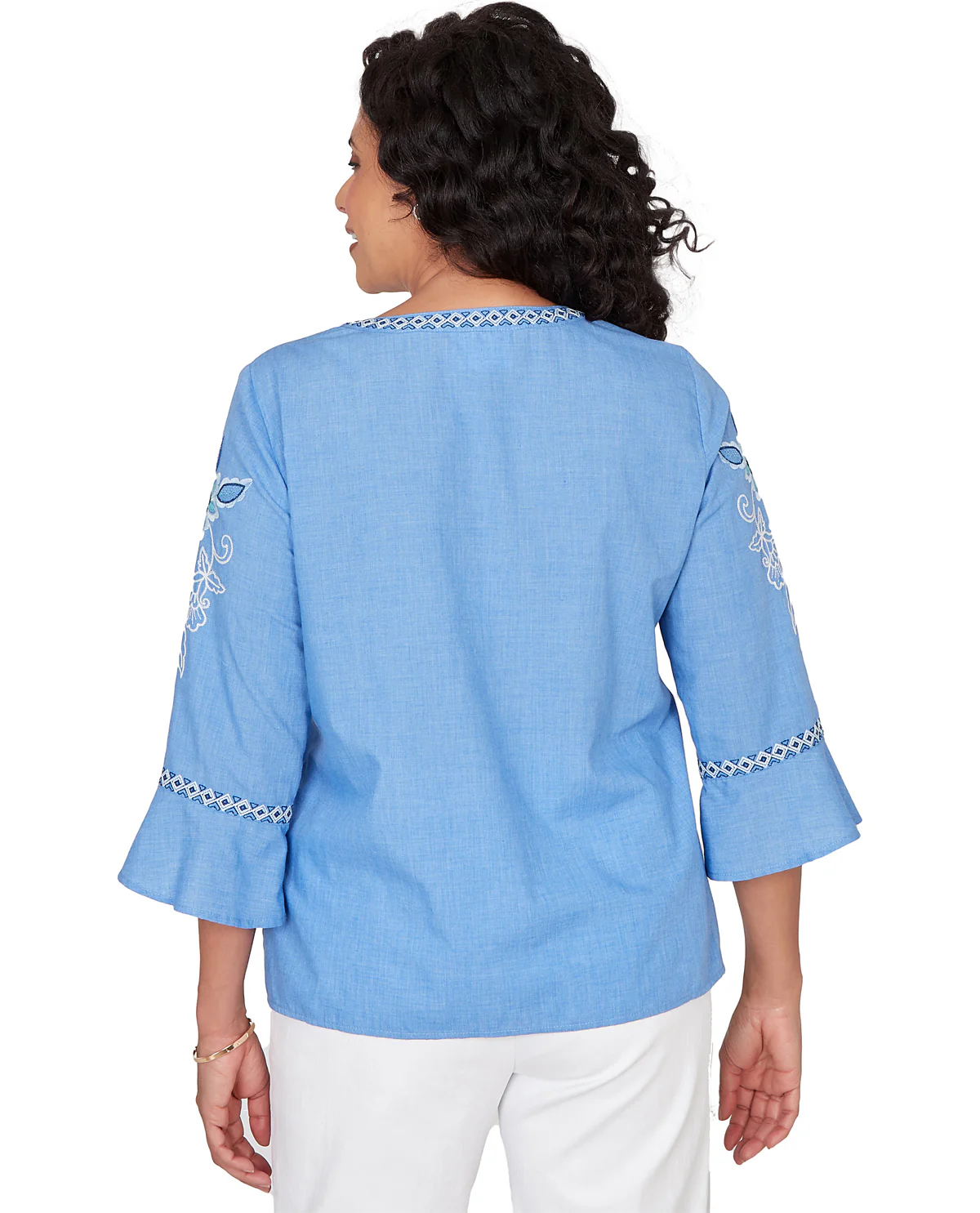 Alfred Dunner Missy Mykonos Floral Embroidered Top - Image 2