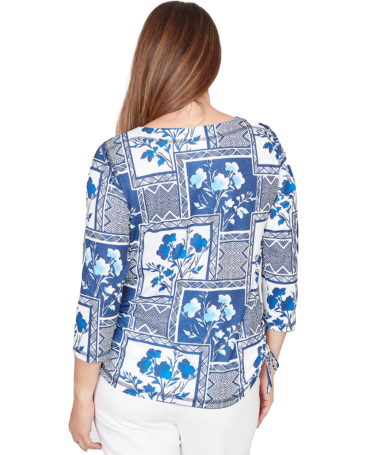 Alfred Dunner Missy Mykonos Framed Floral Knit Top - Image 2