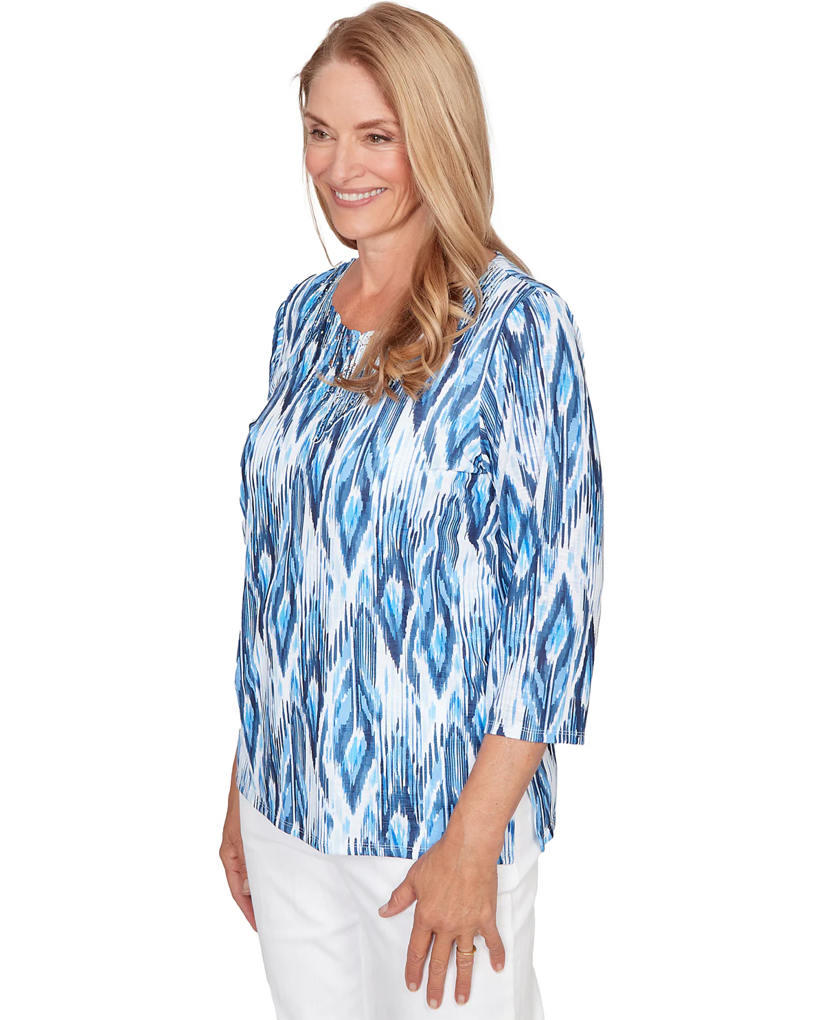 Alfred Dunner Missy Mykonos Ikat Knit Top - Image 3