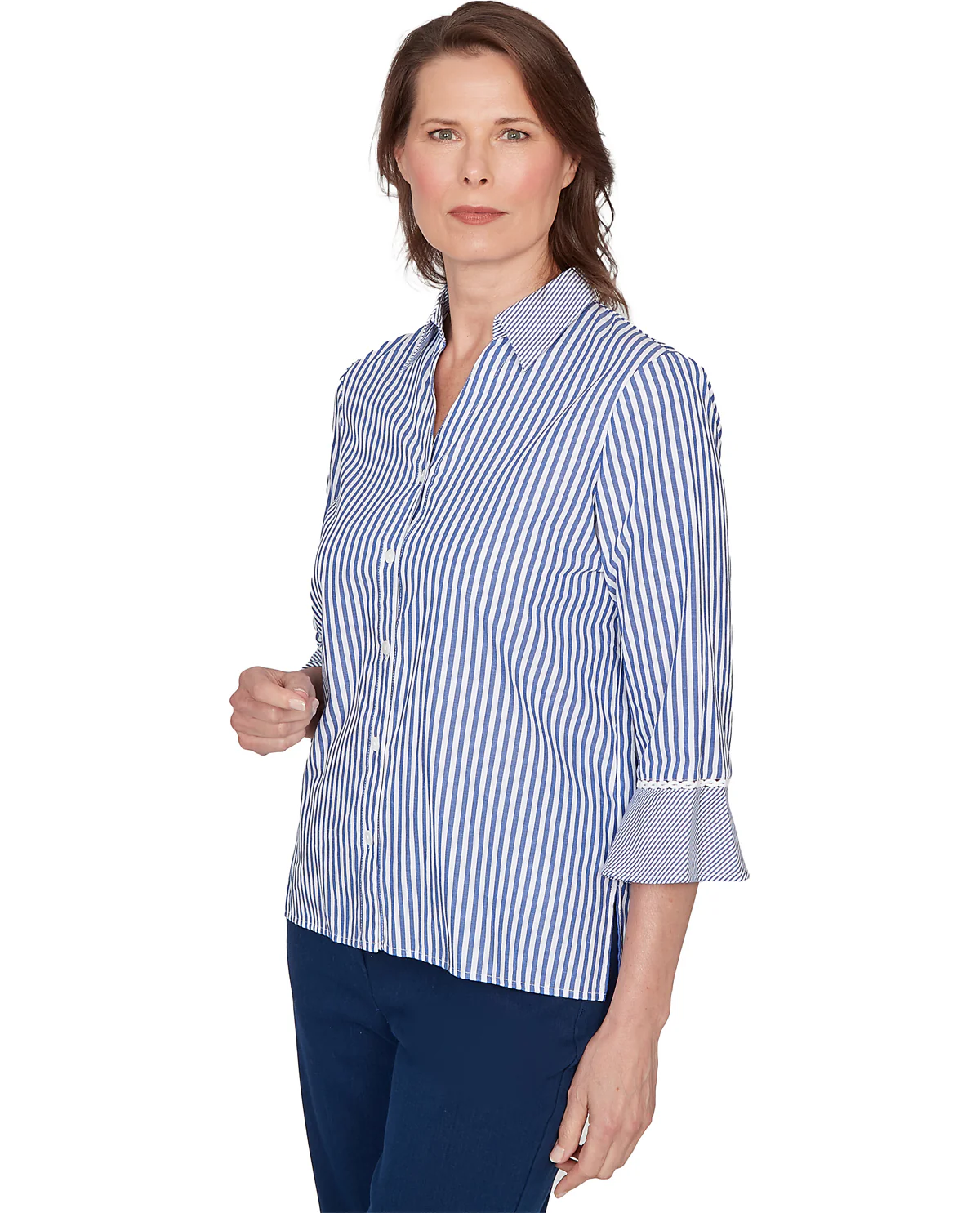 Alfred Dunner Missy Mykonos Mixed Stripe Woven Top - Image 3