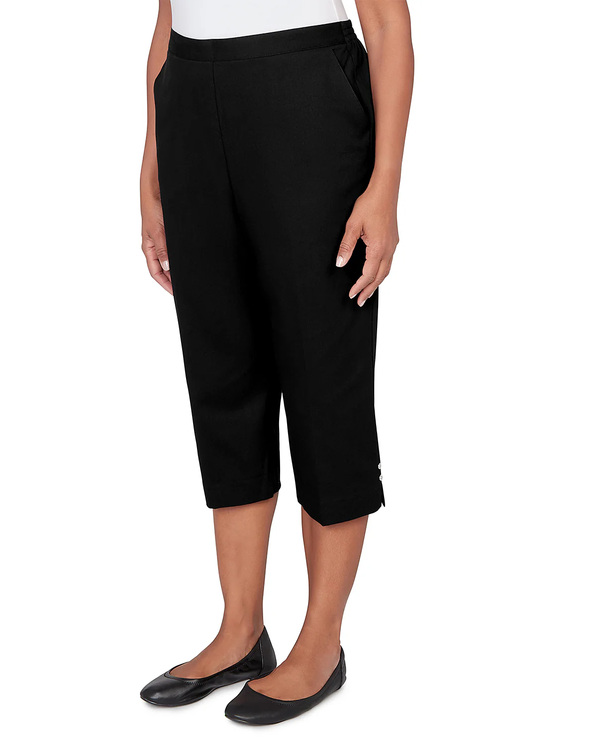 Alfred Dunner Missy Pastel Story Twill Capri Black - Image 3