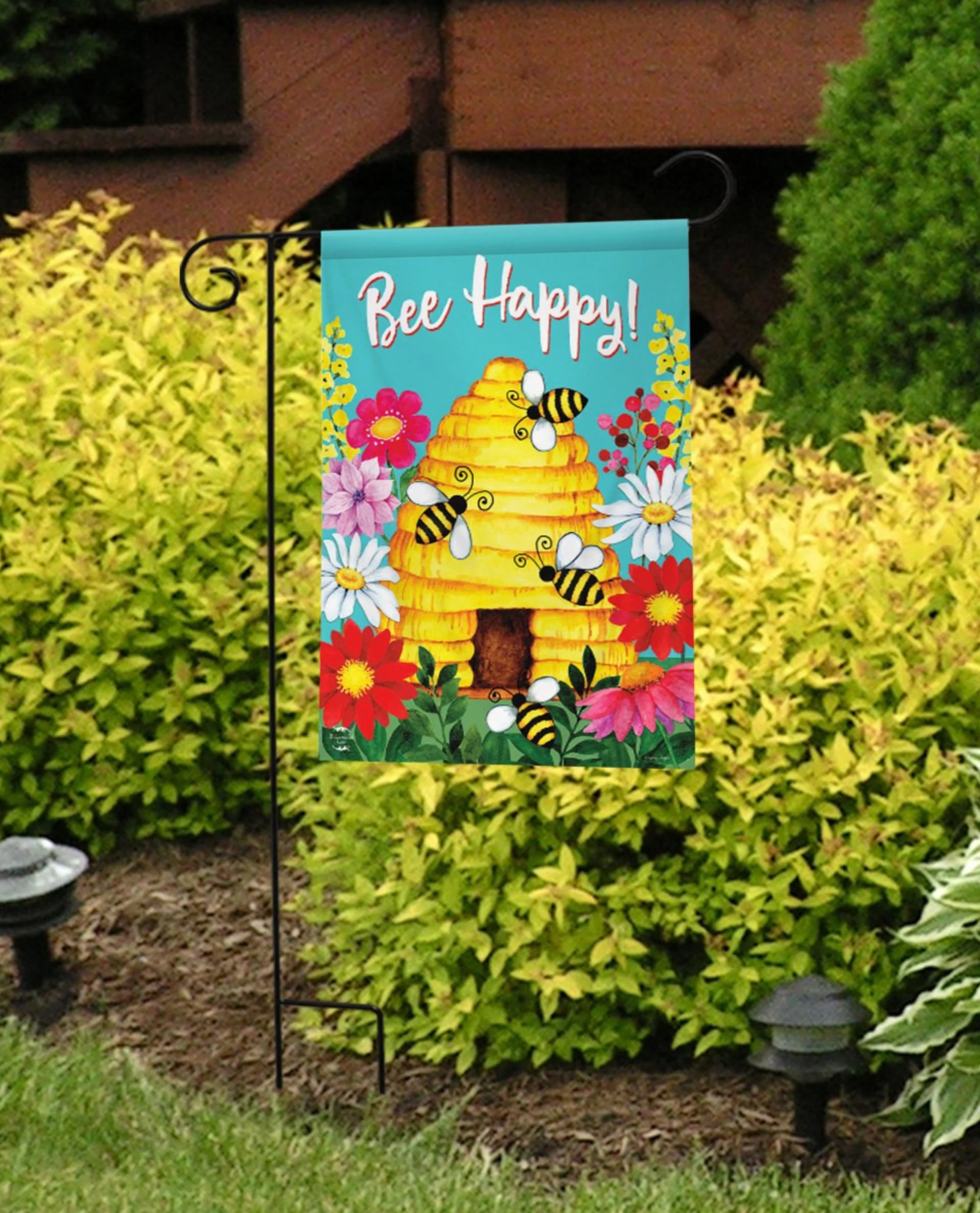 Bee Happy Hive Garden Flag - Image 3