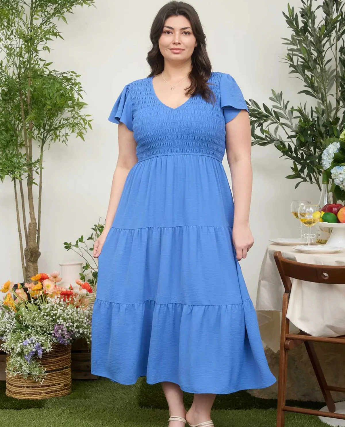 Blu Pepper Plus Smocked Solid Dress - Image 2