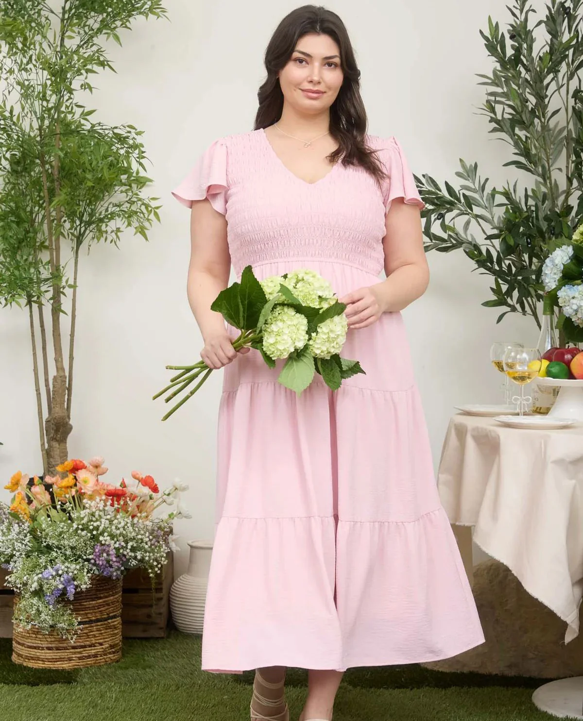 Blu Pepper Plus Smocked Solid Dress - Image 3