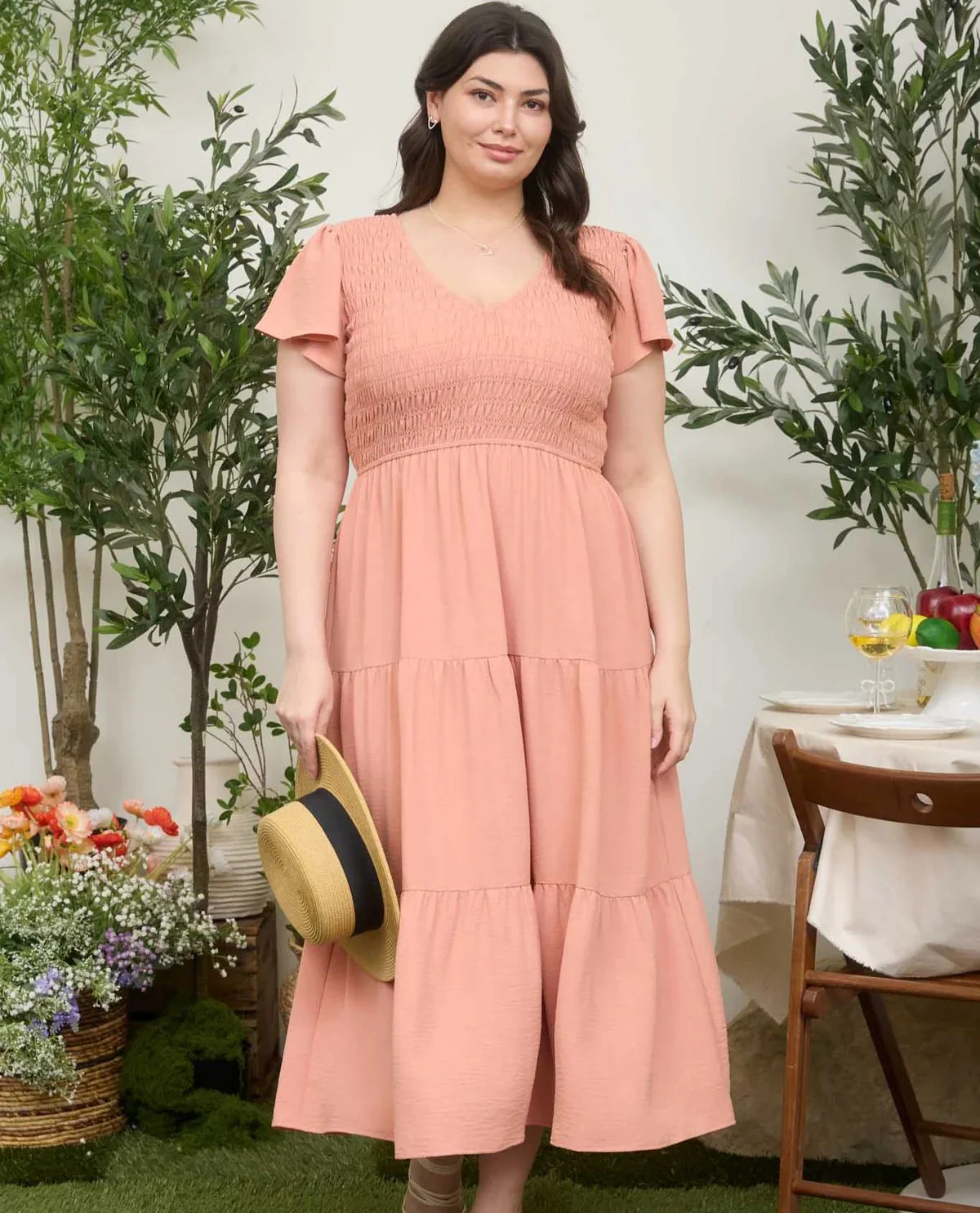 Blu Pepper Plus Smocked Solid Dress - Image 4
