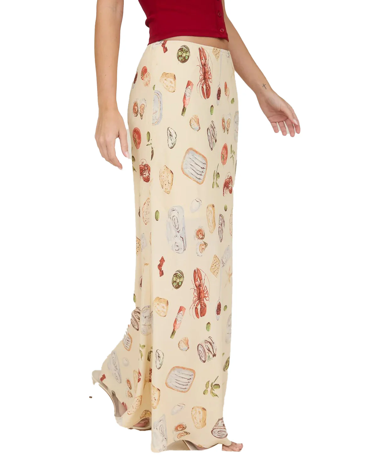 Blu Pepper Print Maxi Skirt Khaki - Image 3