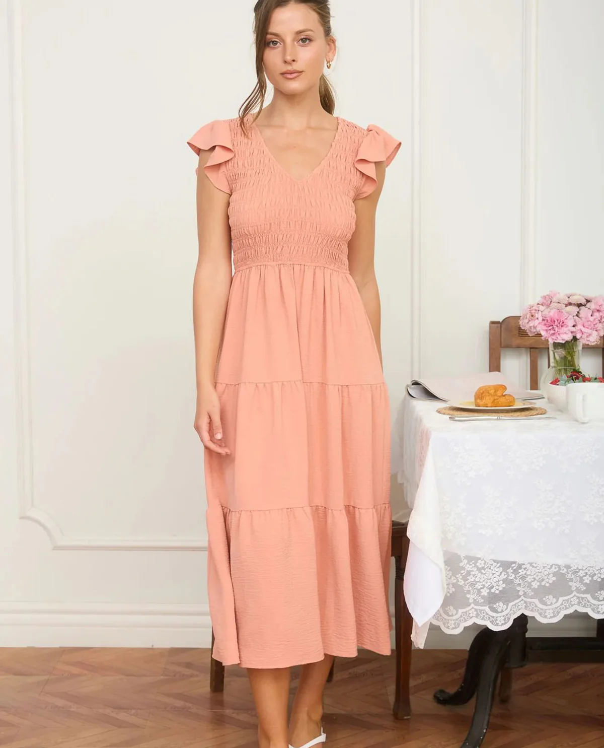 Blu Pepper Smocked Solid Dress - Image 5