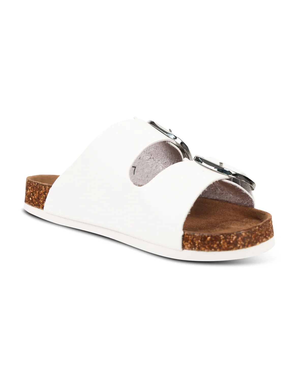 Outwoods Bork66 Large Buckle 2 Band Girls Sandal White - Image 3