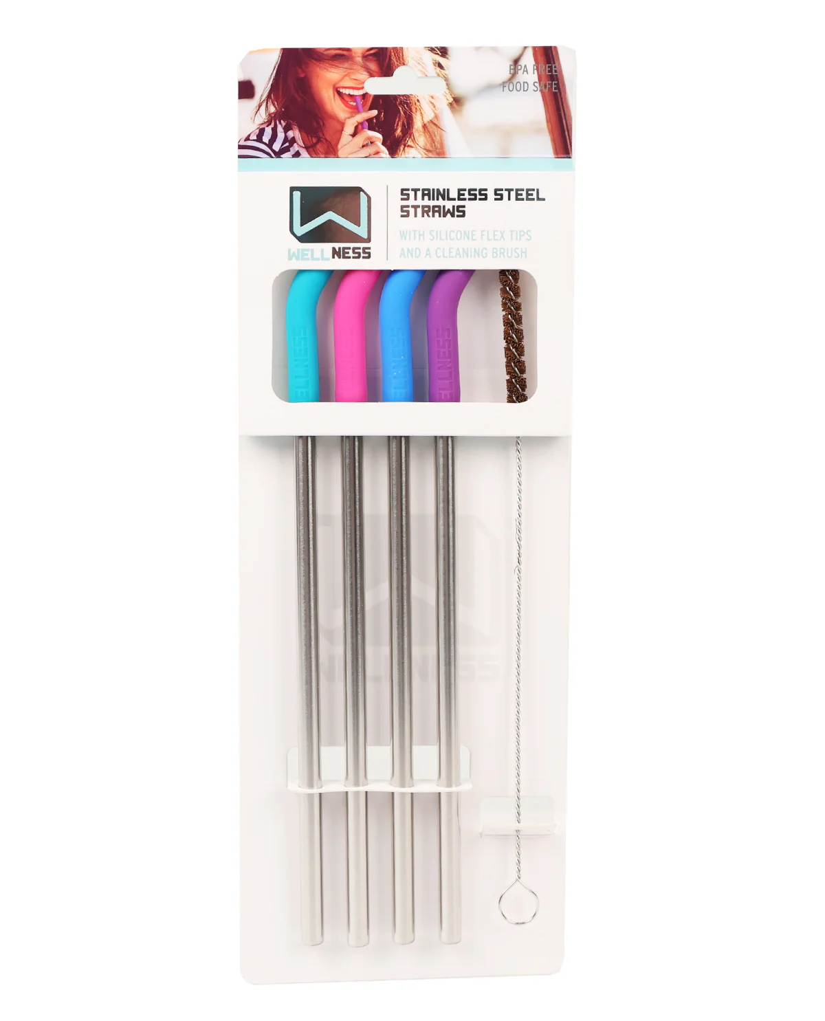 4pk Stainless Steel Straws With Brush - Bright
