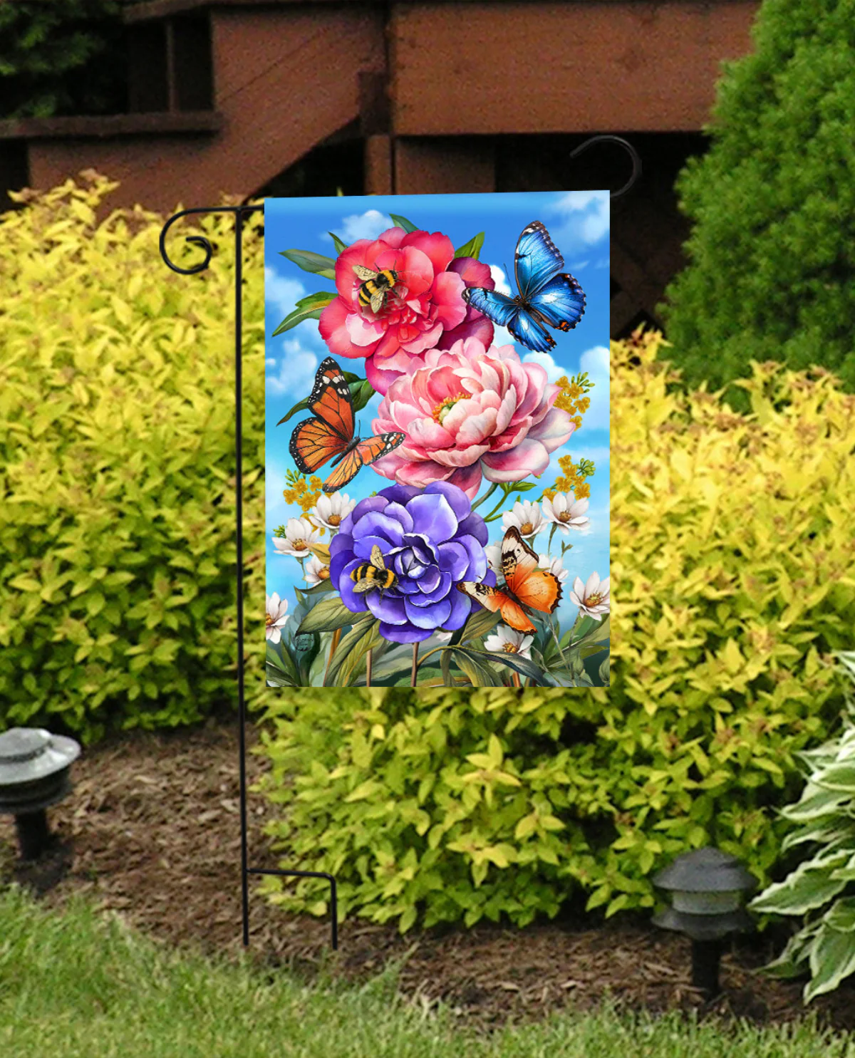 Butterflies And Peonies Garden Flag - Image 2
