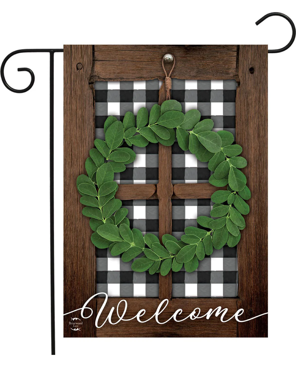 Boxwood Plaid Wreath Garden Flag - Image 2