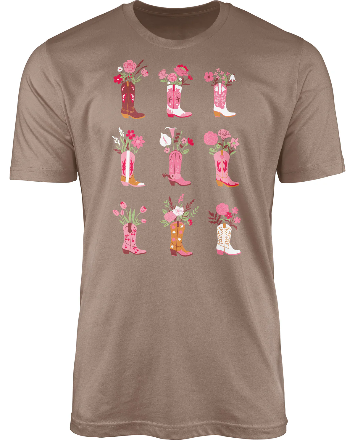 Missy Cowgirl Boots and Flowers Short Sleeve Screen Tee - Image 2