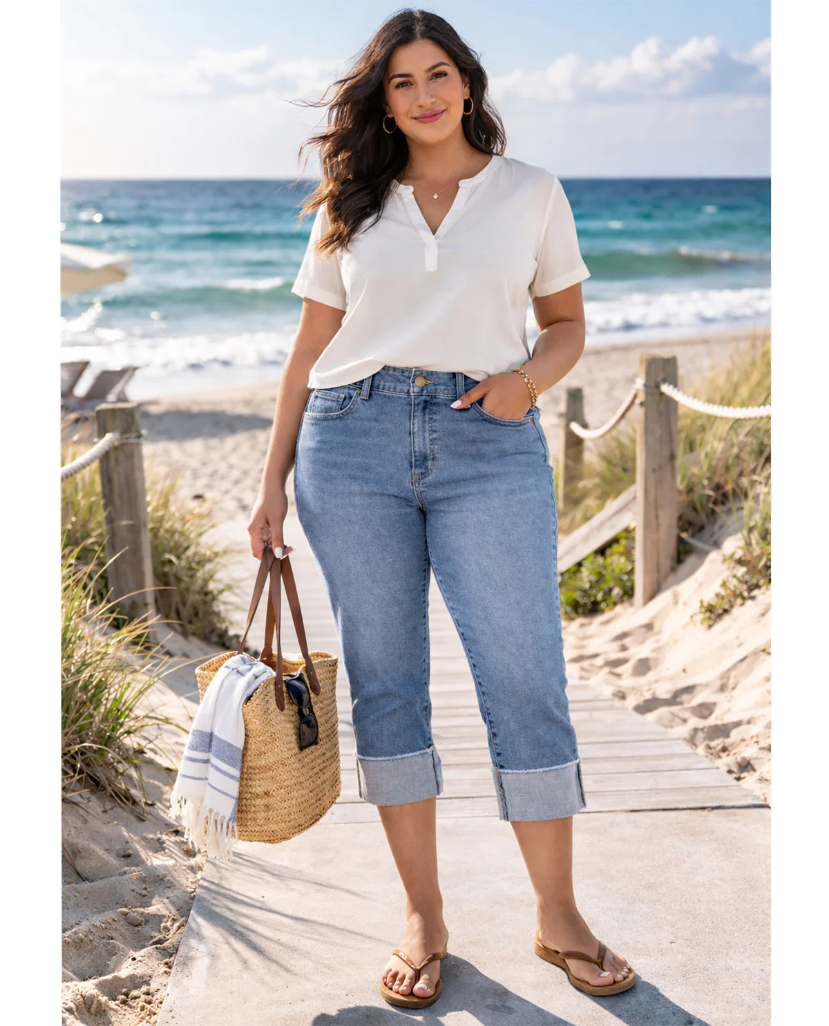 D Jeans 18" Wide Cuff Capri - Image 2