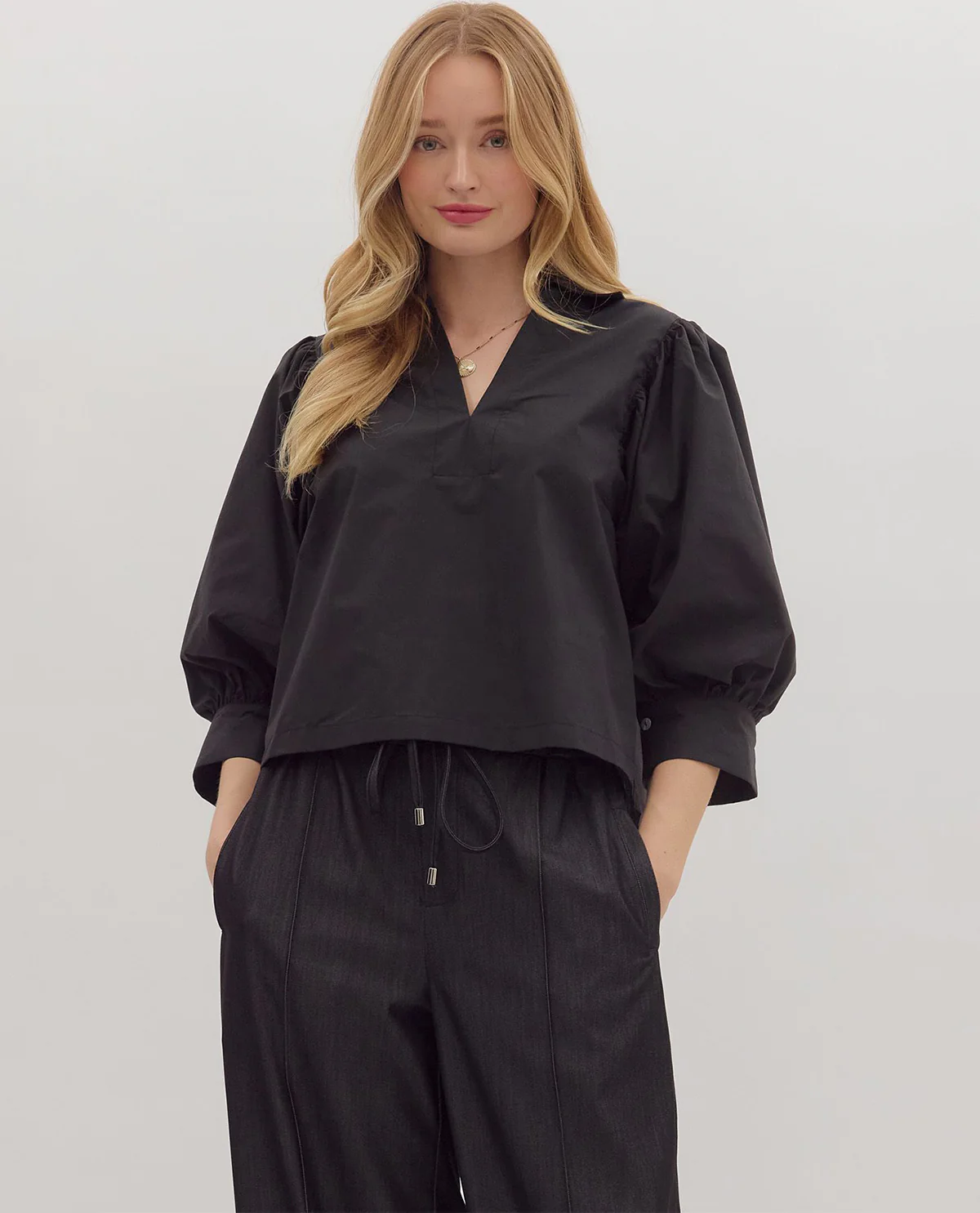 Entro Solid Collar Top - Image 2