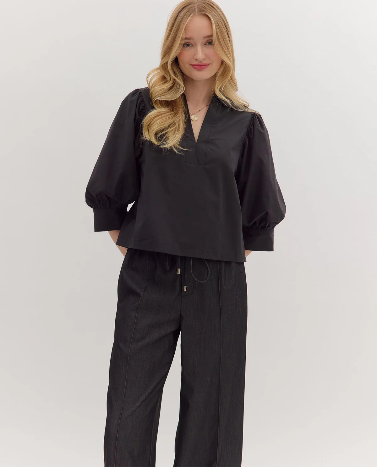 Entro Solid Collar Top - Image 3