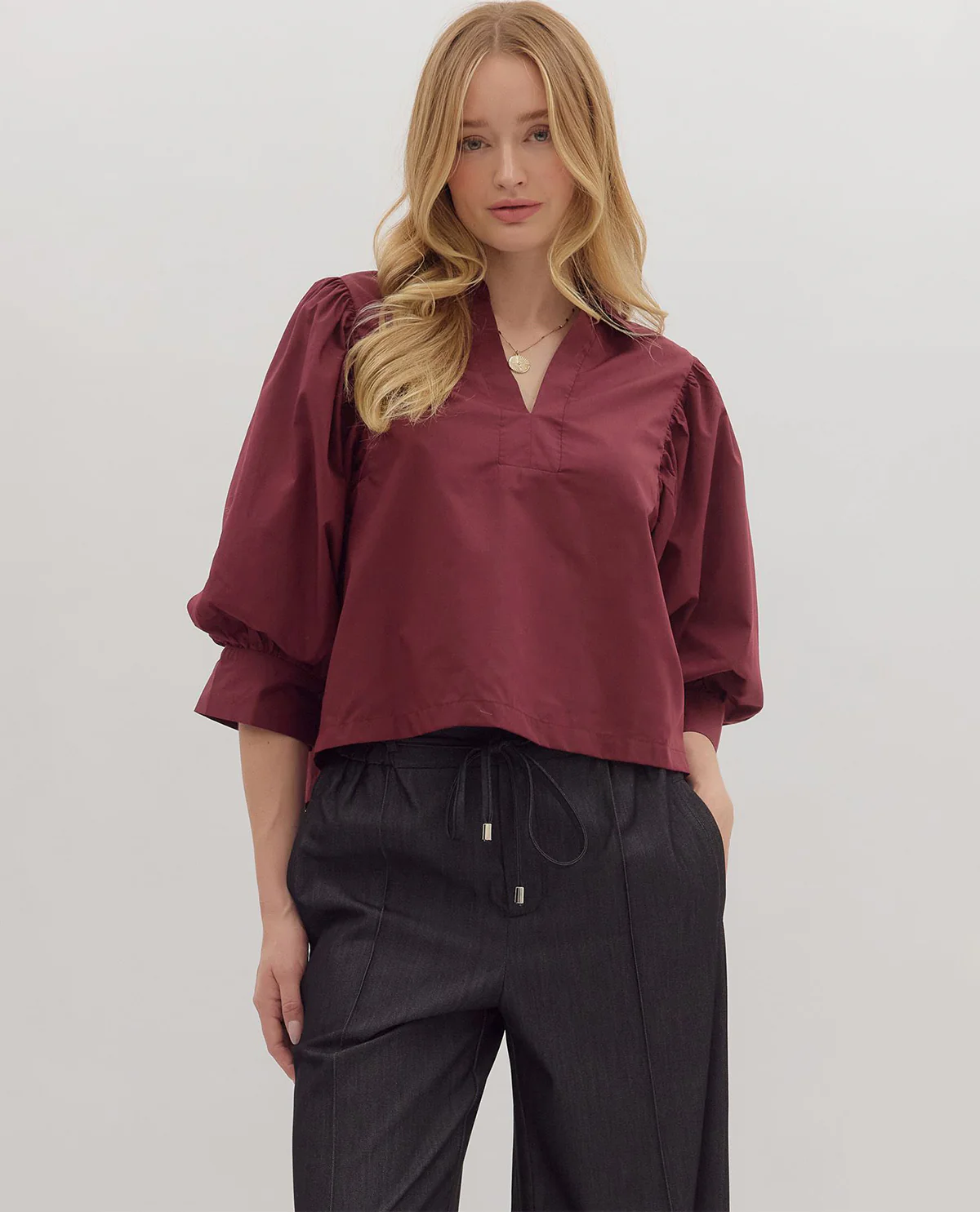 Entro Solid Collar Top - Image 4