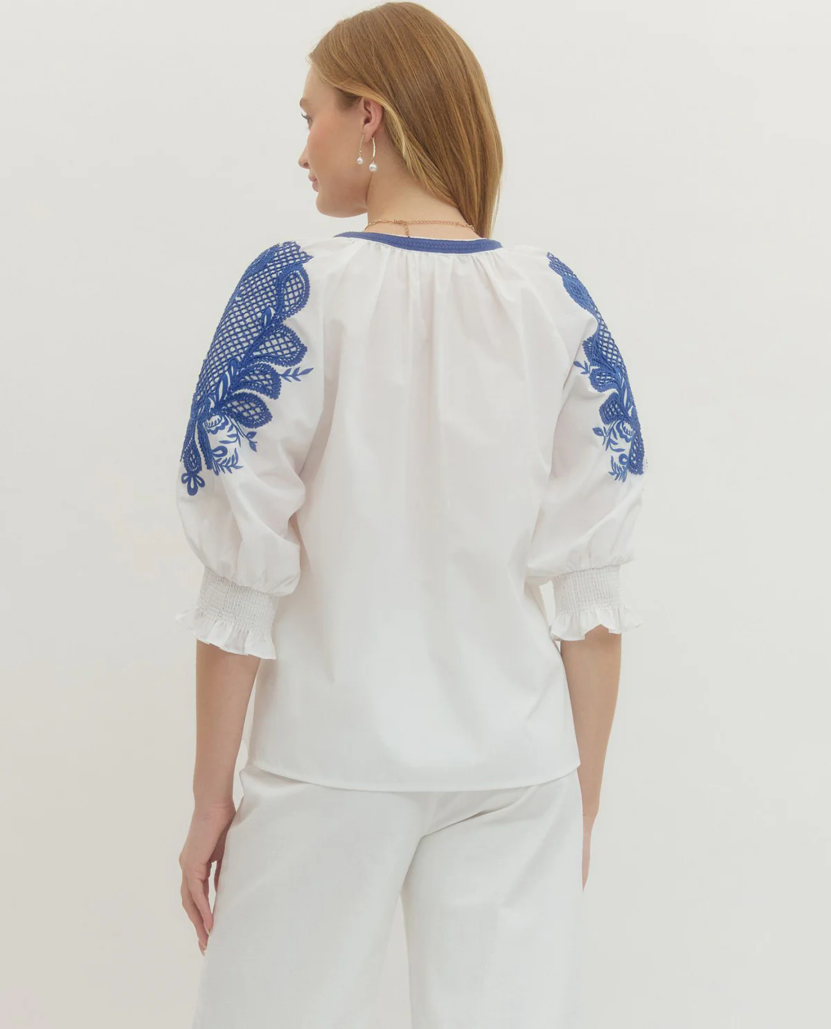 Entro Solid Top with Embroidered Trim - Image 2