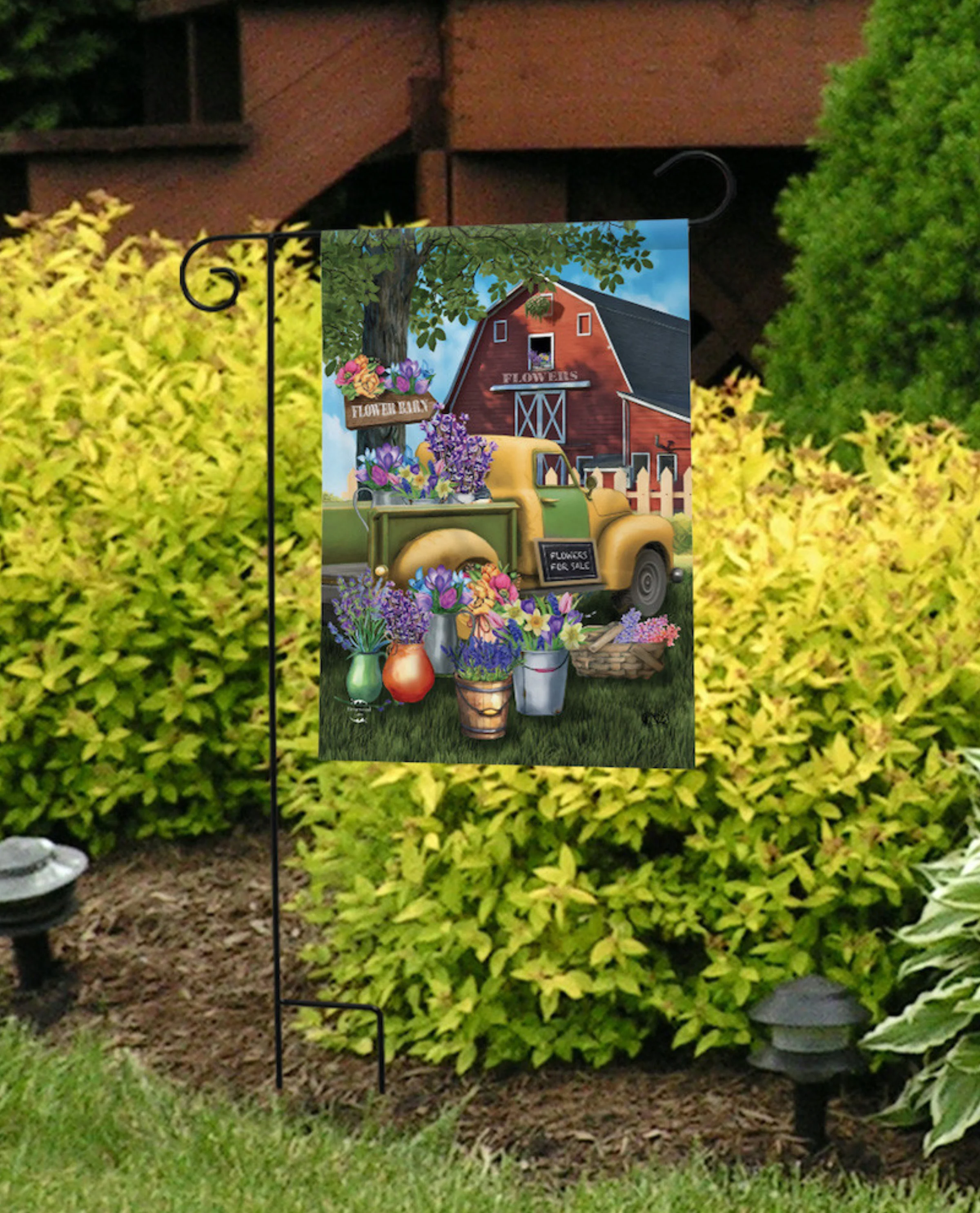 Flower Barn Spring Garden Flag - Image 2