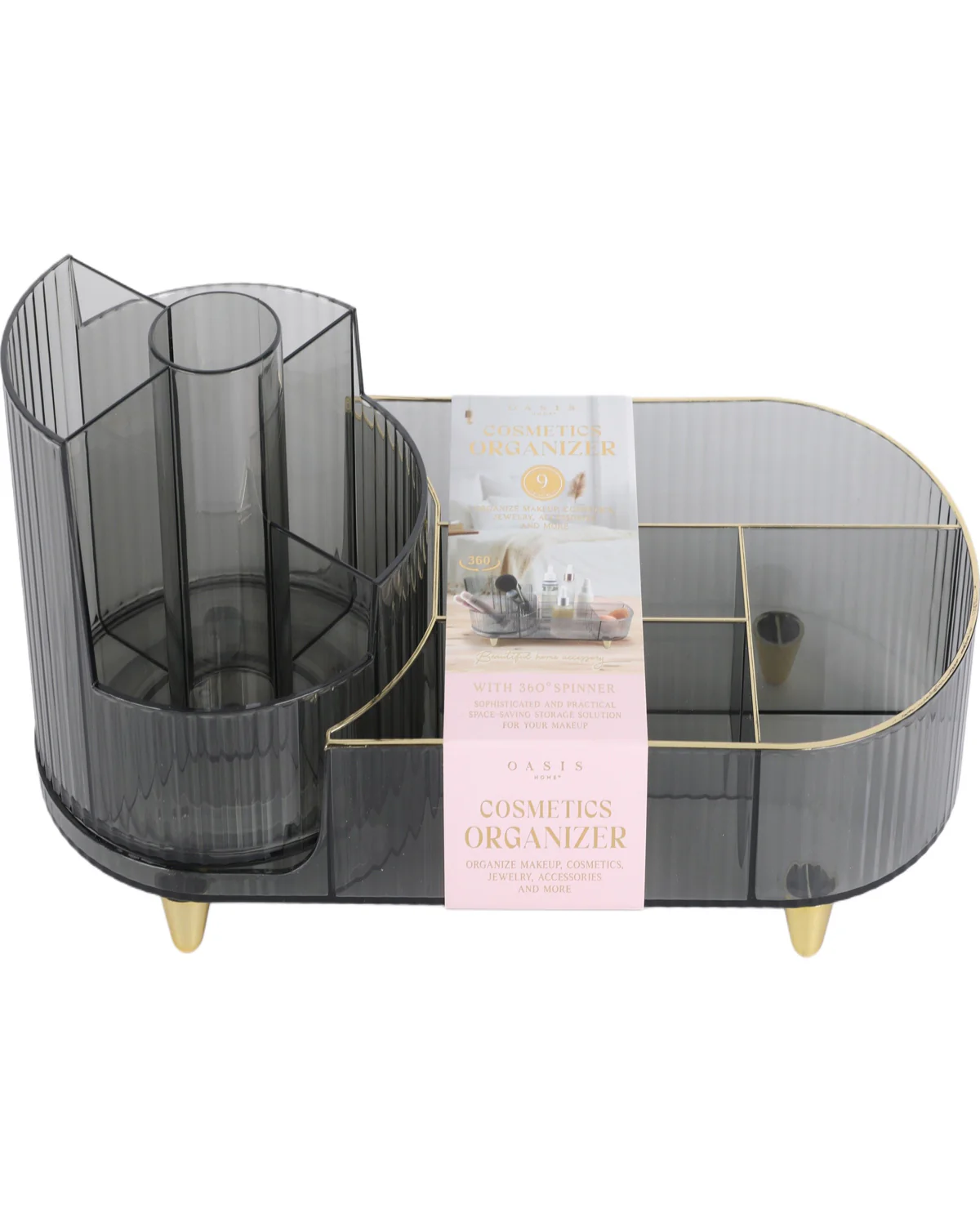 Fluted Cosmetic Organizers Smoke