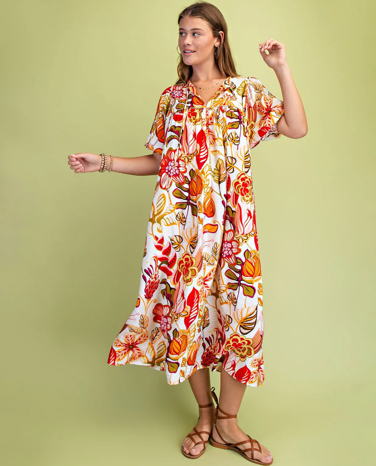 Gigio Flora Dress with Tie Neck - Image 3