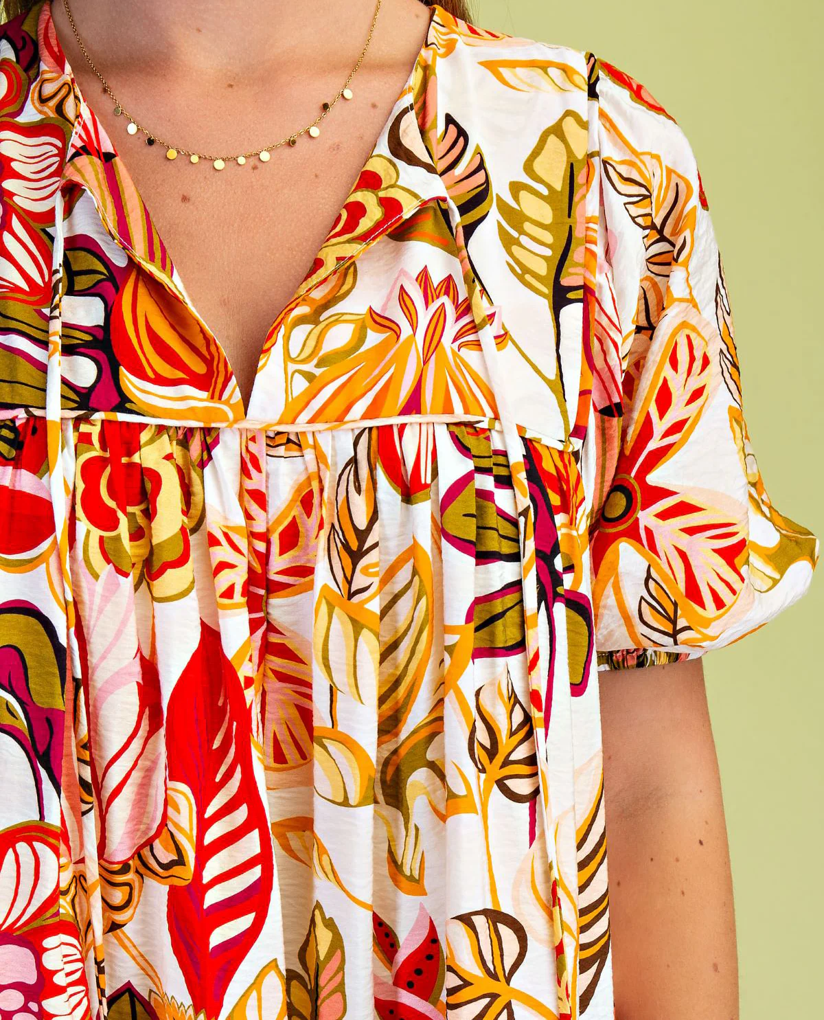 Gigio Flora Dress with Tie Neck - Image 4