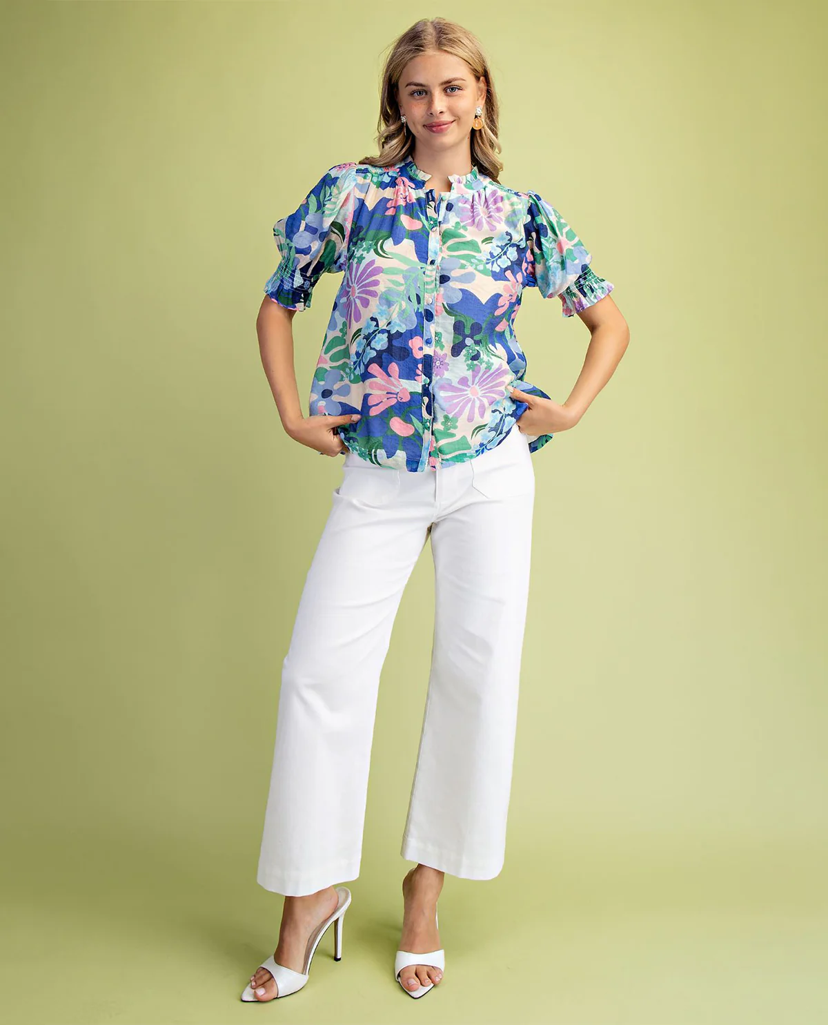 Gigio Floral Blouse with Puff Sleeves - Image 3