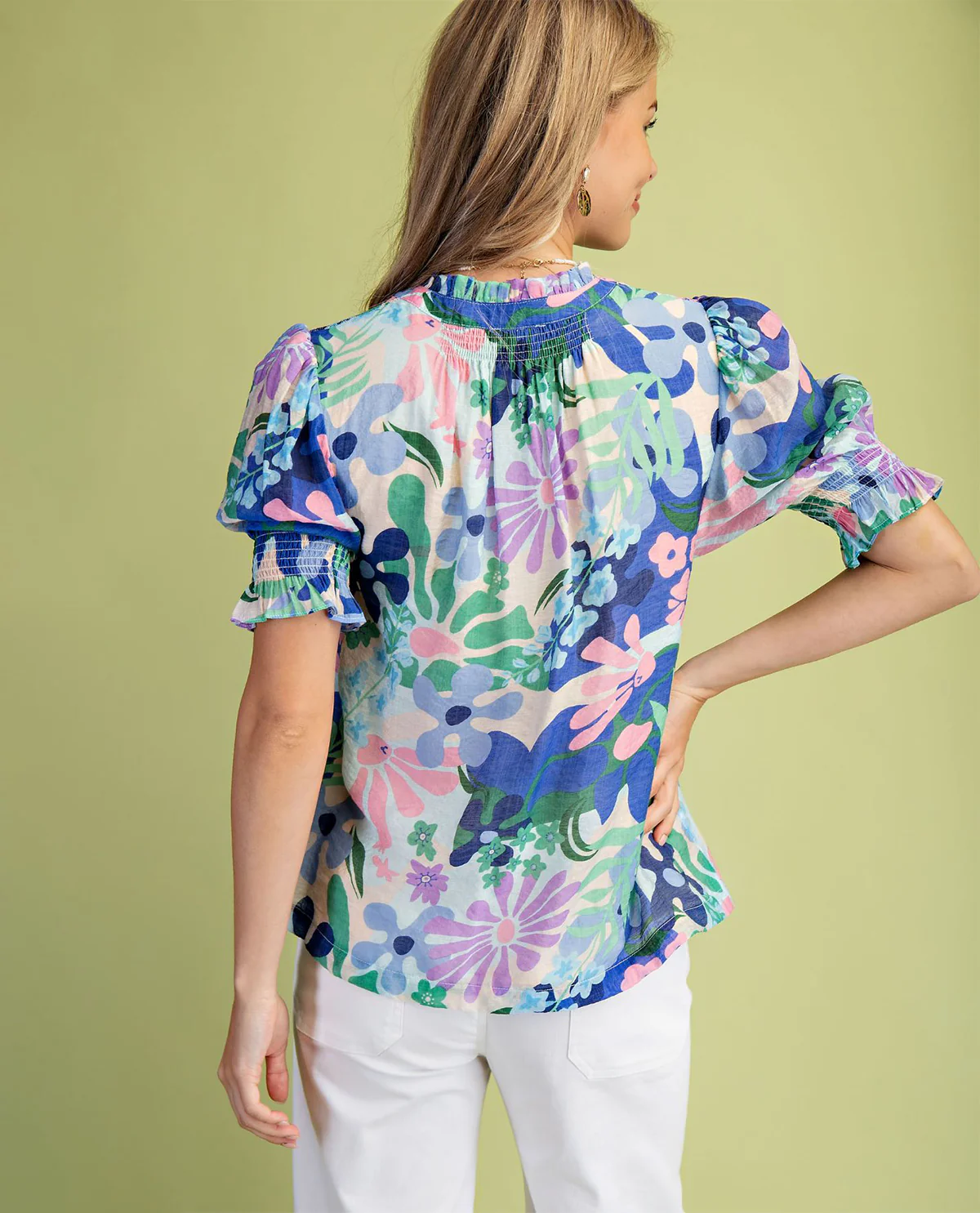 Gigio Floral Blouse with Puff Sleeves - Image 5