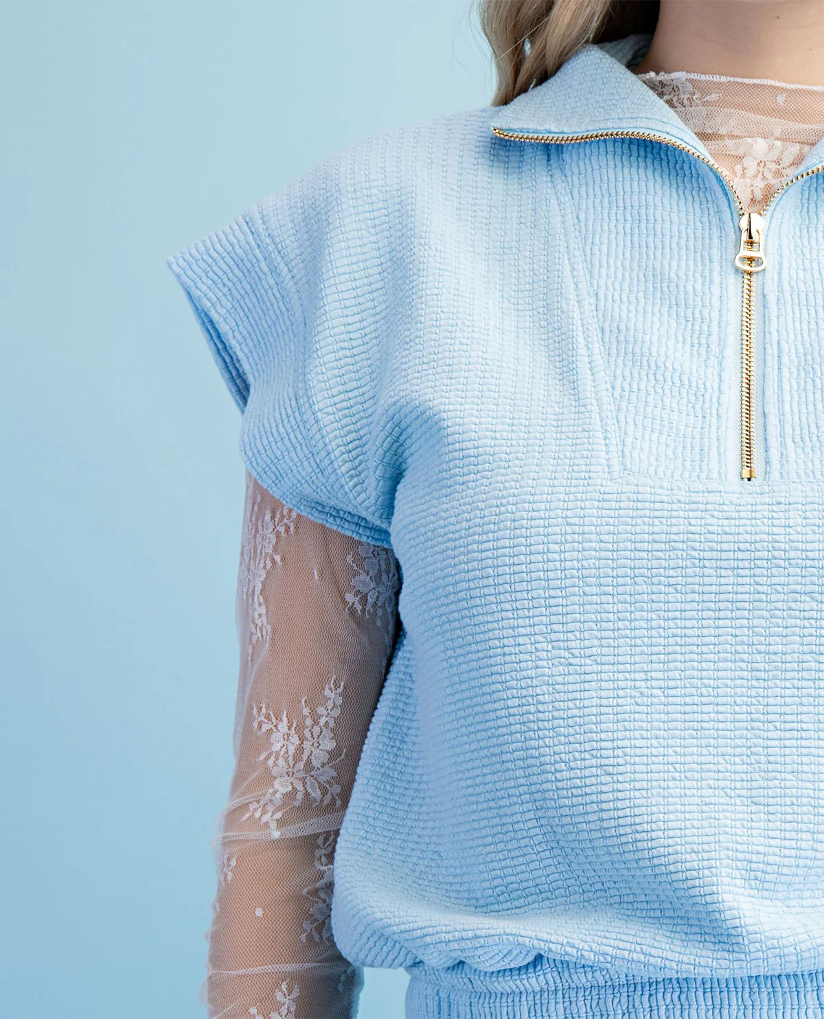Gigio Knit Top With Zip Collar Neckline - Image 2