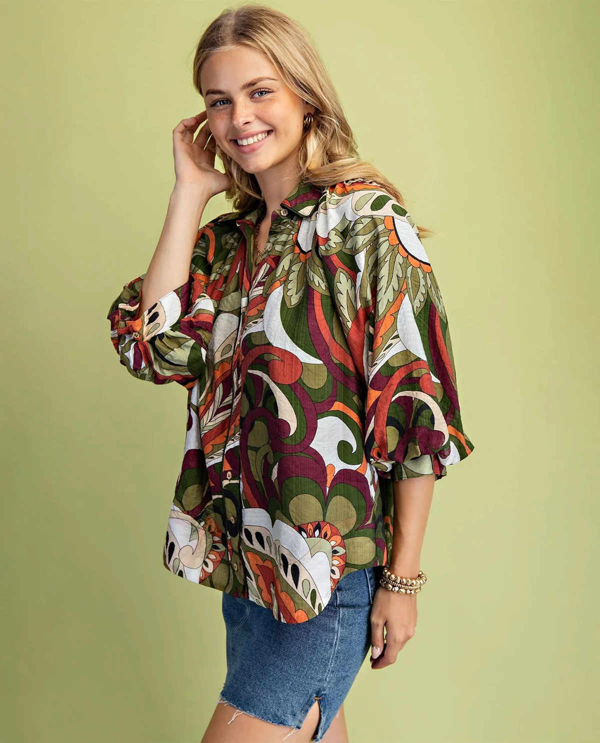 Gigio Print Button Down Shirt - Image 4