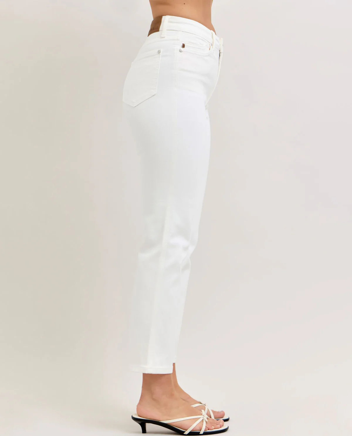 Judy Blue White Denim High Waist Slim Straight - Image 3