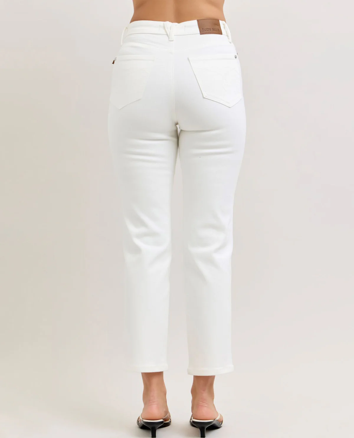 Judy Blue White Denim High Waist Slim Straight - Image 4