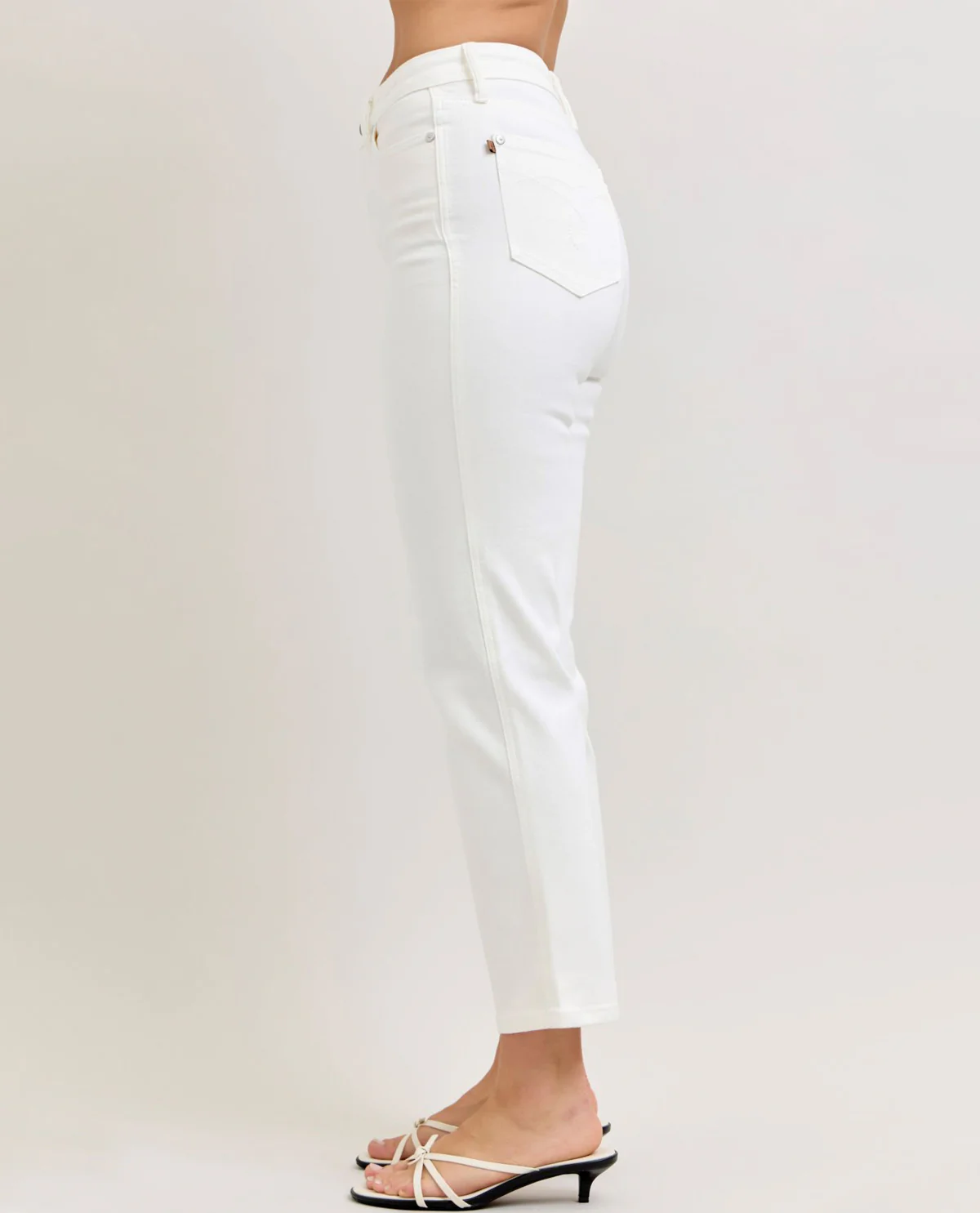 Judy Blue White Denim High Waist Slim Straight - Image 5