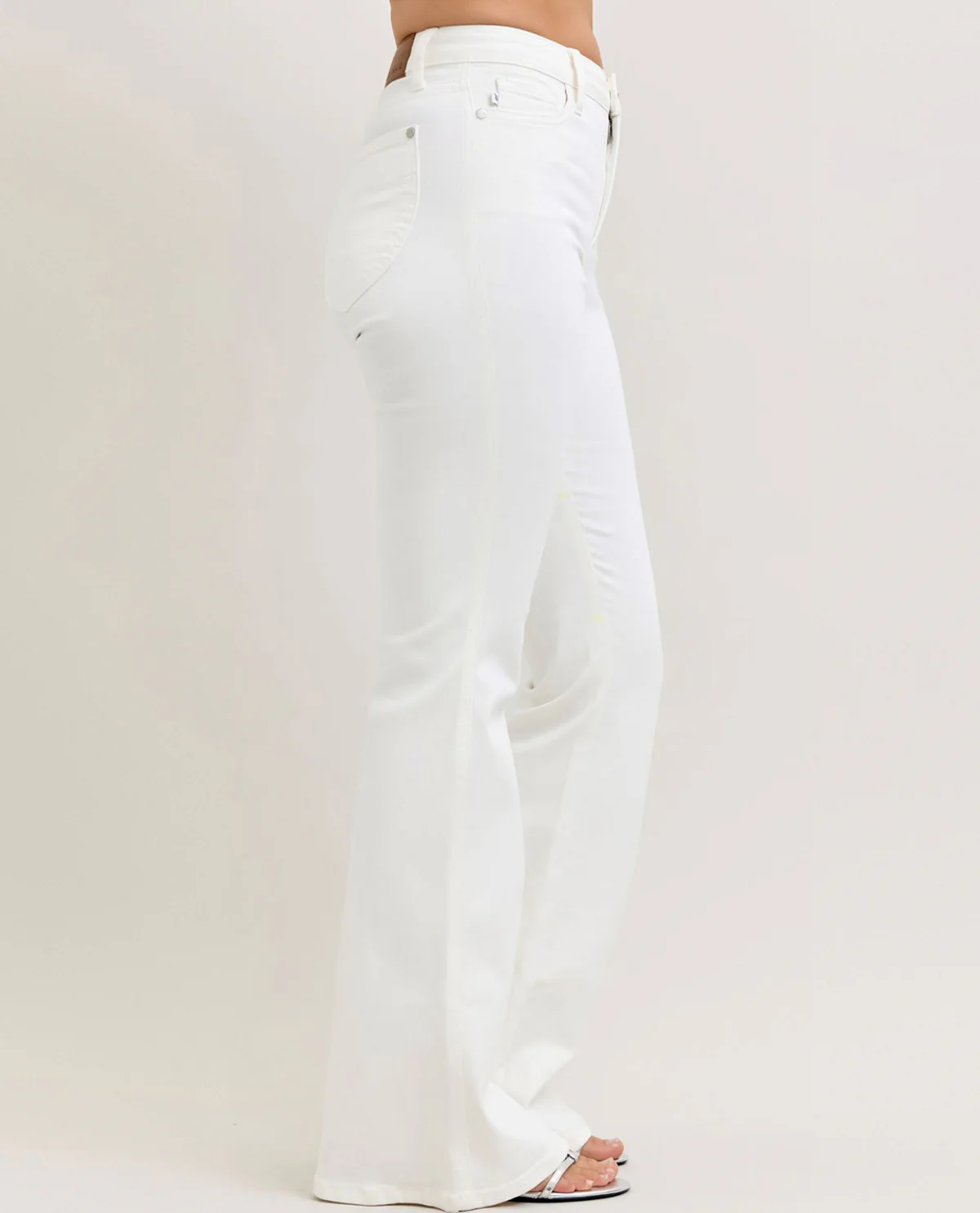 Judy Blue White Denim High Waist Tummy Control Flare - Image 2