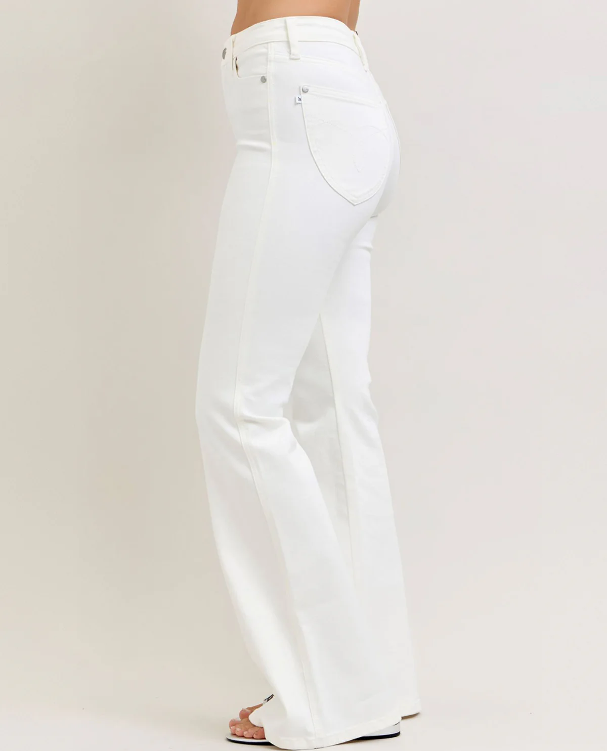 Judy Blue White Denim High Waist Tummy Control Flare - Image 4