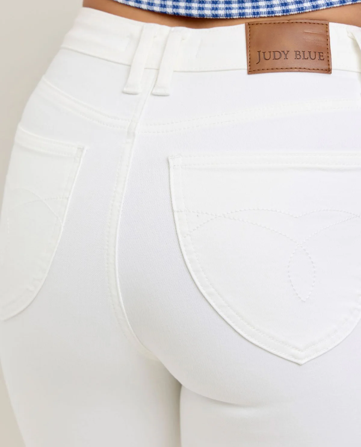Judy Blue White Denim High Waist Tummy Control Flare - Image 5